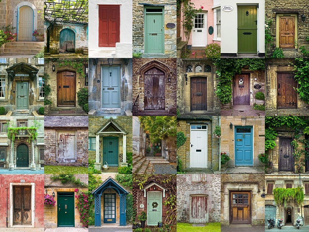 Collage of old doors